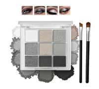 Smokey Eyeshadow Palette - 9 Shades of Black, Grey & Silver in Matte & Glitter Finishes, High Pigment, Waterproof, Long-Lasting & Blendable, Travel-Friendly Makeup for Women
