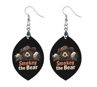 Smokey The Bear Fire Danger Artistic Wooden Earrings Pendant Vintage Earring Hooks Trendy Vacation Dangle Boho Eardrop Love