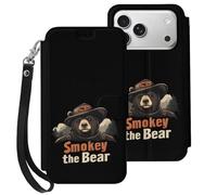 Smokey The Bear Fire Danger Cell Phone Flip Leather Case Classic Protection Compatible with iPhone 17/17 Air/17 Pro/17 Pro Max