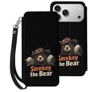 Smokey The Bear Fire Danger Cell Phone Flip Leather Case Classic Protection Compatible with iPhone 17/17 Air/17 Pro/17 Pro Max