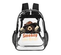 Smokey The Bear Fire Danger Clear Backpack Heavy Duty Transparent Backpacks with Side Pockets PVC Bag for Work Sport Travel