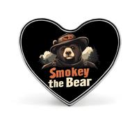 Smokey The Bear Fire Danger Heart Metal Brooches 1 Inch Memorial Badges Exquisite Decorations Pins for Clothing