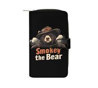 Smokey The Bear Fire Danger Leather Wallet Cloth Long Clutch with 12 Card Holder Handbag for Men Women