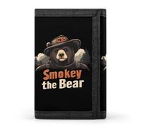 Smokey The Bear Fire Danger Men's Trifold Casual Credit Card Holder Wallet with Id Window Minimalist Coin Purse