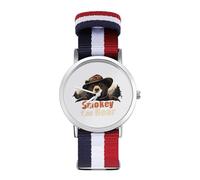 Smokey The Bear Fire Danger Nylon Wrist Watches Braided Stra Non-Scale Casual Watch for Work Workout