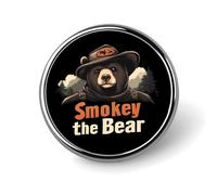 Smokey The Bear Fire Danger Round Brooch Pins Lapel Tie Badge Metal Memorial Button Pin Kit for Hat Shirt Clothing Bags Decor