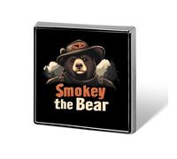 Smokey The Bear Fire Danger Square Metal Brooches 1 Inch Memorial Badges Exquisite Decorations Pins for Clothing