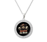 Smokey The Bear Fire Danger Vintage Necklace Gold Silver Pendant Jewelry Lady Multicolored Diamond Necklaces with Chain