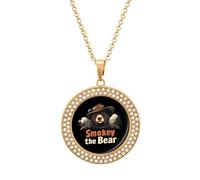Smokey The Bear Fire Danger Vintage Necklace Gold Silver Pendant Jewelry Lady Multicolored Diamond Necklaces with Chain