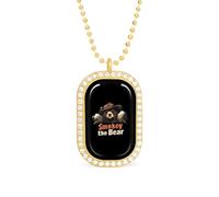 Smokey The Bear Fire Danger White Shiny Diamond Necklace Square Pendant for Women Jewelry Gift