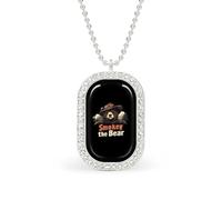 Smokey The Bear Fire Danger White Shiny Diamond Necklace Square Pendant for Women Jewelry Gift