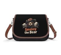 Smokey The Bear Fire Danger Women's Leather Crossbody Handbags Trendy Satchel Bag Purses Ladies Shoulder Bags