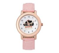 Smokey The Bear Fire Danger Women's Watch Pink Rose Gold Strap Wristwatch Minimalist Easy Reader Watchec