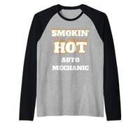 Smokin' Hot Auto Mechanic Burning Fire Career Professional Raglan Baseball Tee