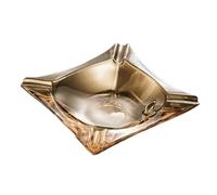 Smoking Accessories Coffee Table Ornaments Glass Ashtray Square Transparent for Living Room Office Desktop(Golden)