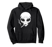 Smoking Alien Funny Cool Aesthetic UFO Meme Humor Pullover Hoodie