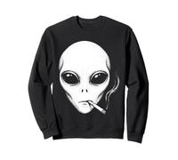 Smoking Alien Funny Cool Aesthetic UFO Meme Humor Sweatshirt