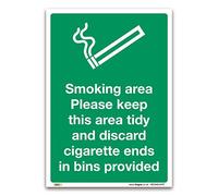 Smoking area, keep tidy Sign - A5 1mm Rigid Plastic Sign - Prohibition Safety Information