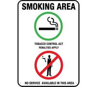 Smoking Area Tobacco Control Act Outdoor, Uv Printed Rust Free Aluminum 12x16 In,Yard Sign For Home, Business, Driveway Alert