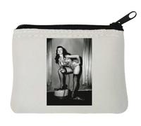 Smoking Bettie Page Pin Up Girl Neoprene Coin Purse Pouch 10x11cm White
