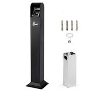 Smoking Bin with Key, Stainless Steel Free Standing Ashtray, Floor-Standing Cigarette Butt Collection Box, Detachable for Communal Areas