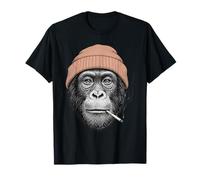Smoking Bonobo Meme Monkey Face Orange Beanie Grunge Bonobo T-Shirt