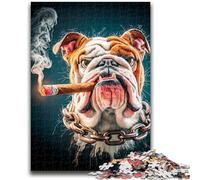 Smoking Bulldog 1000 Piece Jigsaw Puzzle for Adults And Teenagers,Brain Teaser Game Wall Decoration Unique Birthday And Xmas Gifts (50X75cm)