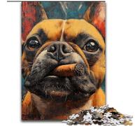 Smoking Bulldog 1000 Piece Jigsaw Puzzles, for Age 14+ Fun Games Fun Activities at Home, Birthday Gifts, Travel Gifts (50x75cm)