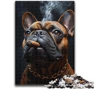 Smoking Bulldog 1000 Piece Jigsaw Puzzles for Teenagers,Educational Games Home Decoration Artists Collection,Fine Art (38x26cm)