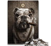 Smoking Bulldog 1000 Piece Jigsaw Puzzles for Teenagers Gifts,Help The Brain Exercise Addictive Toys to Cultivate Patience Great Gift (38x26cm)
