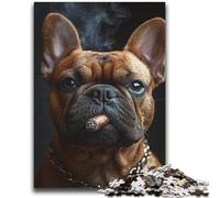 Smoking Bulldog 1000 Pieces Jigsaw Puzzle For Adults Teens,Stress Reliever Difficult Challenge Deal As Gifts for The Whole Family (38x52cm)