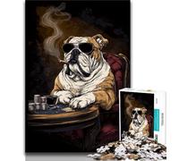 Smoking Bulldog Adult Jigsaws 1000 Pieces Difficult,Help The Brain Exercise Addictive Toys to Cultivate Patience Great Gift 38x52cm
