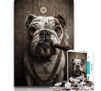 Smoking Bulldog Adult Jigsaws 1000 Pieces Difficult,Learning Educational Toys Family Games with Matching Poster And Trivia Sheet (38x26cm)