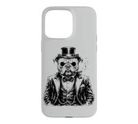 Smoking Bulldog Gentleman In Tuxedo Top Hat Case for iPhone 15 Pro Max