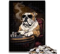 Smoking Bulldog Jigsaw Puzzles for Adults 1000 Piece,Help The Brain Exercise Addictive Toys to Cultivate Patience Parent-child Interaction (50x75cm)