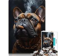 Smoking Bulldog Puzzles for Teenagers 1000 Pieces,Staycation Kill Time Every Piece Is Unique - Challenging Family Fun Game 38x52cm