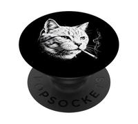 Smoking Cat - Bad Attitude Funny Dark Humor Grumpy Kitty PopSockets Adhesive PopGrip