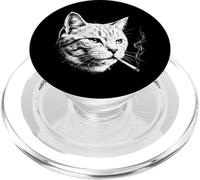 Smoking Cat - Bad Attitude Funny Dark Humor Grumpy Kitty PopSockets PopGrip for MagSafe