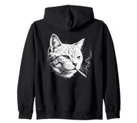Smoking Cat - Bad Attitude Funny Dark Humor Grumpy Kitty Zip Hoodie