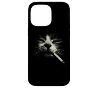 Smoking Cat Face Abstract Feline Whiskers Smoke Case for iPhone 14 Pro Max