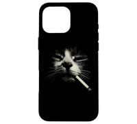 Smoking Cat Face Abstract Feline Whiskers Smoke Case for iPhone 16 Pro Max
