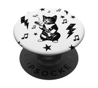 Smoking Cat Punk Rock Y2K Kitten 90s Music Grunge Aesthetic PopSockets Adhesive PopGrip