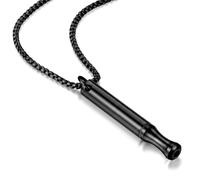 Smoking cessation aid, breathing chain for quitting smoking, stainless steel necklace, smokeless, cigarette replacement for stress, breathing necklace for non-smokers, black