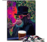 Smoking Chimpanzee Adult Jigsaws 1000 Pieces Difficult, Educational Games Home Decoration Unique Home Decor And Gifts (26x38cm)
