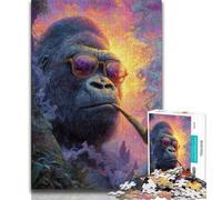 Smoking Chimpanzee Jigsaws Puzzles 1000 Pieces for Teenagers Gifts,for Educational Game Challenge Toy Unique Home Decor And Gifts (50x75cm)