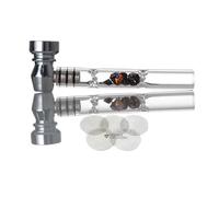 Smoking Diamonds Glass Pipe for Tobacco, Detachable Hand Pipes with 15mm Stainless Steel Silver Screen and Mesh Screens. Portable Pocket Size Set Glass Filters Free 5 Screen (Black)