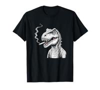 Smoking Dinosaur Cigar Cigarette, Funny Bold Smoker Black T-Shirt