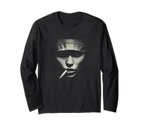 Smoking Face Minimal Urban Shadow Portrait Long Sleeve T-Shirt