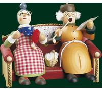 Smoking Figure Christmas Original Ore Mountains Grandma And On Armchair 26025