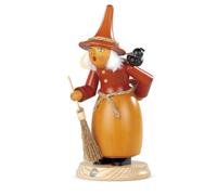 Smoking figure large witch with raven and toadstool (WxH): 14x25cm NEW